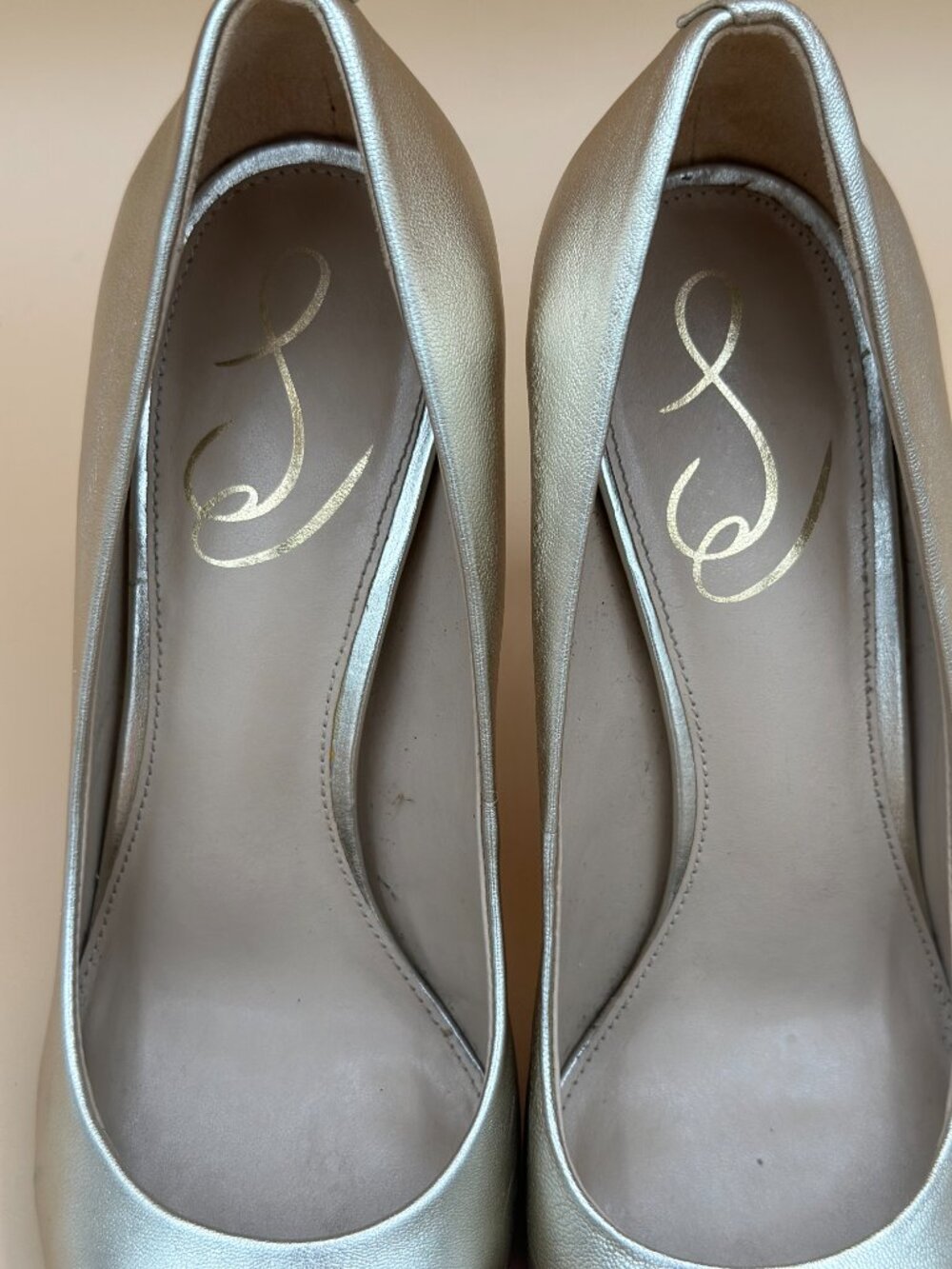 Sam Edelman Hazel LT Gold Leather Pointed Toe Pumps Size 7M - Picture 5 of 6